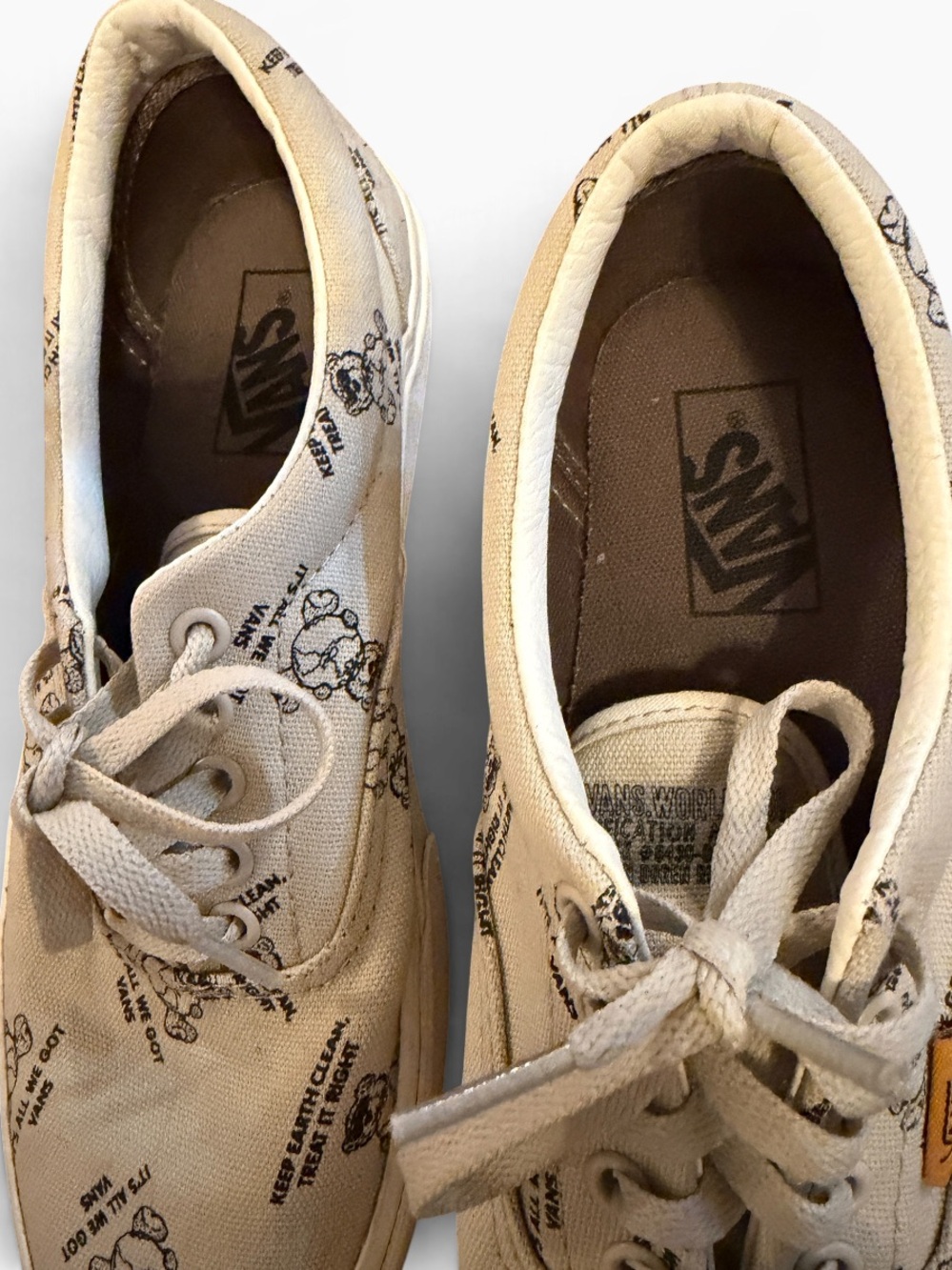 Vans Era World Code Teddy Bear Earth Day Sneakers Oatmeal Cream Unisex - Picture 8 of 11